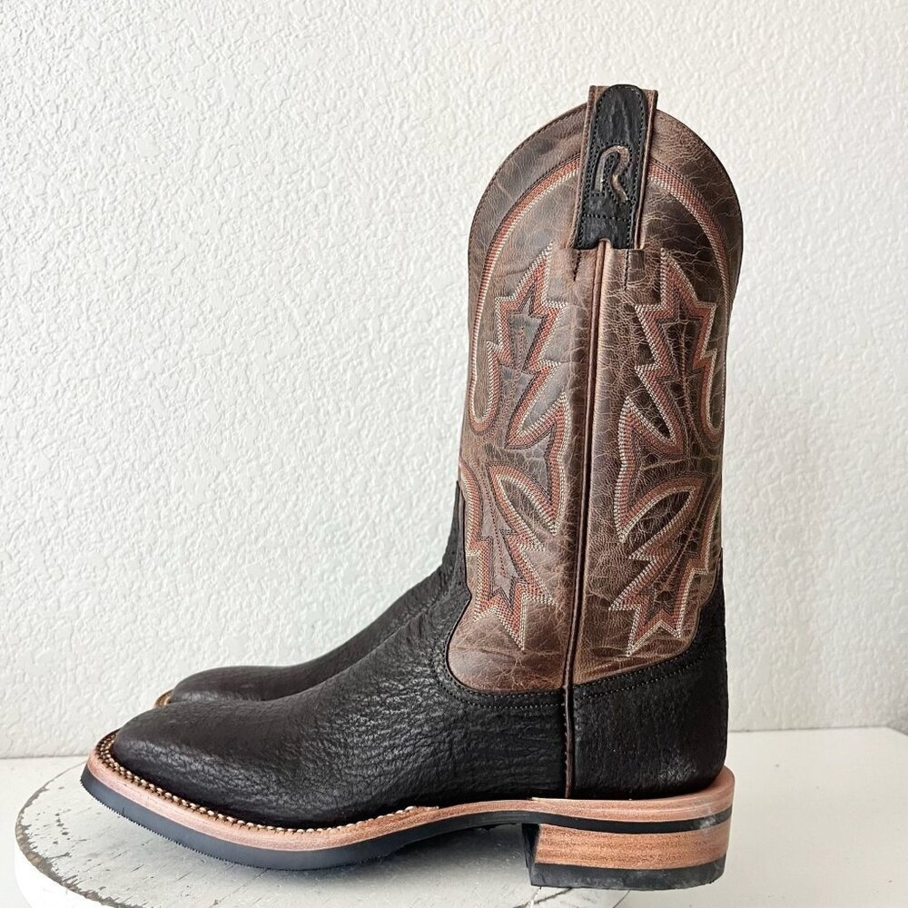 NEW Rod Patrick Mens Cowboy Boots 7.5 B Brown Shark Leather Western Square Toe - Picture 4 of 12